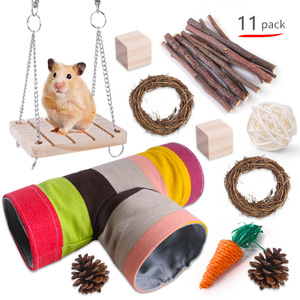 Natural Wooden <strong>Hamster</strong> Toys Rabbit <strong>Hammock</strong> Swing Pet Supplies <strong>Hamster</strong> Chew Toys Set - Product Image 4