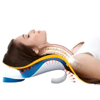 Travesseiro de quiropraxia, relaxador de pescoço e ombro, dispositivo de tração para alívio de dor, alinhamento de coluna cervical