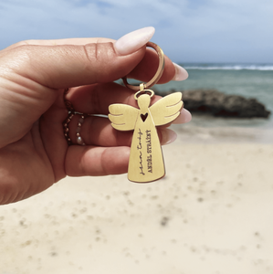 Móc khóa khắc chữ tùy chỉnh Jietao, mặt hình trái tim rỗng, mặt dây chuyền thiên thần, chất liệu thép không gỉ mờ, chống xỉn màu - Product Image 5