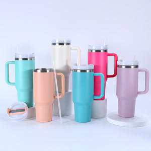 Gobelet de voyage isotherme en acier inoxydable à double paroi de 40 oz, sans BPA, avec poignée et paille, personnalisable avec logo - Product Image 5