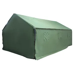 OEM & ODM 84 tenda membangun cepat tiang baja tenda rumah kain katun hijau kamp ShelterTent