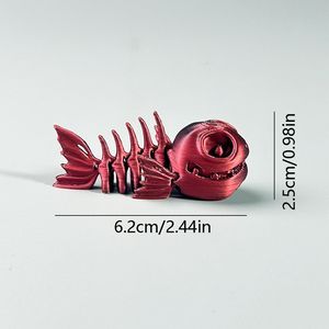 Juguete Piranha Articulado de Silicona Impreso en 3D, Diseño de Esqueleto Móvil Divertido para Decoración de Escritorio, Manualidades de Resina para Aliviar el Estrés y la Descompresión - Product Image 3