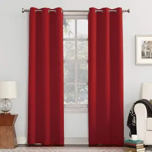 Bindi, cortinas de lujo rojas de alta calidad, Panel de cortina opaco con ojal para el hogar, sala de estar