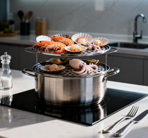 סיר אידוי נירוסטה 3 קומות - קיבולת 10 ליטר, עמיד ורב שימושי לבישול ירקות/אורז/פירות ים - Product Image 3