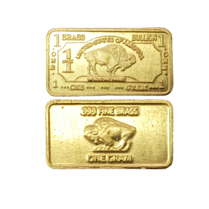 Lingote de Latón Fino .999 de 1 Gramo con Diseño de Búfalo - Product Image 1