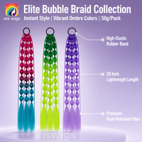Perruques pour femmes, best-seller transfrontalier, ombré, tresses bulles, queue de cheval lanterne, fibre haute température, style long, tendance internet, audacieuses
