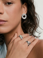 Boucles d'oreilles clous géométriques cercle creux en laiton plaqué platine, incrustées de zirconiums blancs, bijoux pour femme, cadeau