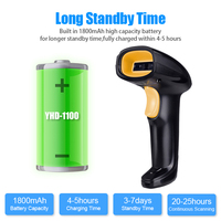 Escáner de Código de Barras Inalámbrico de Mano YHD-1100LW Lector Láser USB Automático 1D Recargable de Larga Distancia