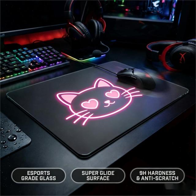 Custom Heated Office Gaming Supplier Stock Color Scratch Proof Silk Screen Printed Hard Desk Mat Clear Tempered Glass Mouse Pad