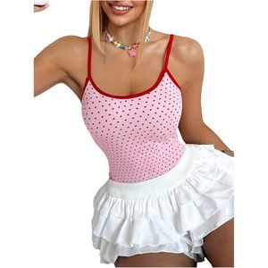 Camisola Personalizada con Estampado de Corazón para Mujer, Tirantes Finos, Cuello Redondo, Ajustada, Top de Verano - Product Image 2