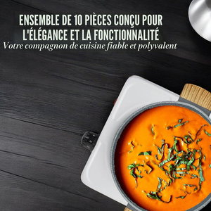 Ensemble de casseroles en aluminium de haute qualité, revêtement en céramique marbrée moderne, 10 pièces, compatible induction - Product Image 4