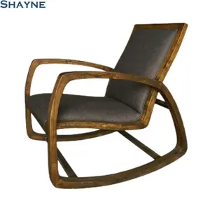300000 SKU ODM Shayne Floorspace 장식품 제조업체 고급 맞춤형 흔들 의자 나무 패브릭 안락 의자