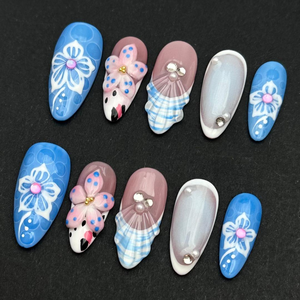 <span class=keywords><strong>Uñas</strong></span> Postizas Acrílicas <span class=keywords><strong>de</strong></span> Color Sólido Hechas a Mano al por Mayor, Diseños <span class=keywords><strong>de</strong></span> Mariposa, Almendradas y Stiletto, Puntas Largas, 10 Uds./Set, Cobertura Completa - Product Image 6