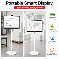 Vente en gros de téléviseurs intelligents portables sans fil Android de 21,5/24/27/32 pouces, écran tactile rétroéclairé LED 5/9 heures, blanc, 12V, support entièrement réglable