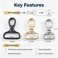 Mousqueton pivotant en alliage de zinc plaqué sur mesure avec fermoir à ressort métallique pour bagages et colliers d'animaux – Accessoires de quincaillerie