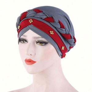 Gorro Musulmán de Seda de Leche con Cuentas y Trenzas de Algodón, Turbante Hijab para Mujeres Musulmanas, Modelos de Primavera y Otoño - Product Image 1