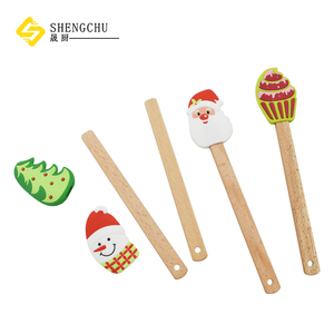 Espátula de Silicona con Mango de Madera para Regalo de Navidad para Reposteros, Raspador de Tazones de Cocina, Apto para Mezclar Crema con Mantequilla - Product Image 3