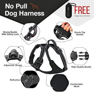 Arnés ajustable reflectante <span class=keywords><strong>para</strong></span> Collar de perro, conjunto de correa con bolsa <span class=keywords><strong>para</strong></span> caca de Mascota, dispensador <span class=keywords><strong>para</strong></span> perro mediano y grande, sin tirones, 2023 - Product Image 2