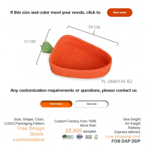 Panier de rangement Pâques en corde de coton écologique <span class=keywords><strong>avec</strong></span> feuille verte pour décoration de <span class=keywords><strong>table</strong></span> de Pâques, rangement de jouets pour enfants, fête de printemps personnalisée - Product Image 3