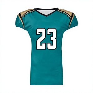 Camiseta de Fútbol Americano Unisex con Cuello en V y Manga Corta, Número 23, Color Verde Azulado y Dorado, Sublimada, Transpirable, con Absorción de Humedad, Estampado Frontal - Product Image 1