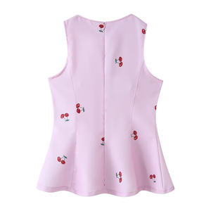 SHENZHU 2026 Completo Estivo da Donna 2 Pezzi, Elegante Casual con Motivo Floreale, Top Senza Maniche + Pantaloni Lunghi, <span class=keywords><strong>Tuta</strong></span> da Donna - Product Image 5