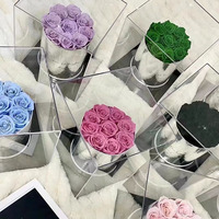Seau à étreindre en acrylique fait à la main, ornements avancés, lumière LED, fleur éternelle, rose, cadeau pour la Saint-Valentin
