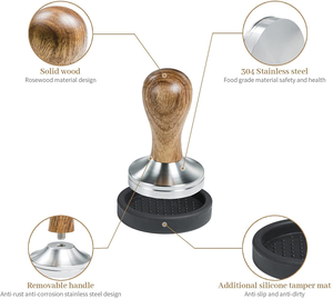 Oferta Especial: Tamper de Café con Mango de Madera, 51mm, 53mm, 58mm, de Acero Inoxidable para Espresso - Product Image 3