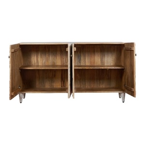 Buffet en bois sculpté à la main avec motif floral |   Console de rangement antique blanchie à la chaux |   Buffet de luxe pour salon et salle à manger - Product Image 3