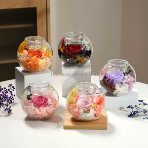 Juego de Portavelas con Cúpula de Cristal y Rosas Secas Preservadas Eternas - Decoración de Lujo para el Hogar, Regalos para Propuesta de Matrimonio y Compromiso - Product Image 5