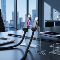 Cable de Datos Tipo-C con Diseño Aurora RGB Colorido, Material Tejido, Carga Súper Rápida de 100W, Compatible con Honor y Cargadores