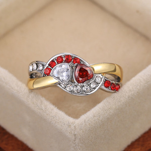 Anello di fidanzamento con zirconi a forma di cuore per donna, con montatura a pavé, pietra creata in laboratorio, gioielli di moda H099 - Product Image 1