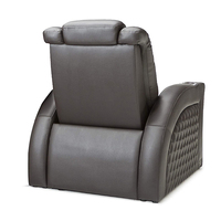 Chaise inclinable simple en cuir brun grain supérieur avec éclairage LED pour cinéma maison et salon Okin inclinable pour chambre à coucher