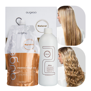 Loción Profesional para Permanente de Cabello Augeas, Fórmula Natural para Rizos Brillantes, 800 ml, Para Uso en Salón - Product Image 1