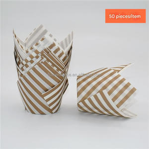 Alat memanggang dan <span class=keywords><strong>Pasty</strong></span> mangkuk pemanggangan kertas Cupcake Tulip putih coklat sekali pakai - Product Image 5