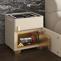 Coffre-fort de luxe compact pour armes à feu avec chargeur sans fil et veilleuse LED intégrée, à empreinte digitale, pour table de chevet