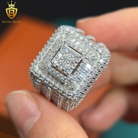 Bague en argent 925 pour homme avec moissanite VVS1, style hip-hop, sertie de moissanites, bijoux de haute qualité, passe le testeur de diamant, vente en gros
