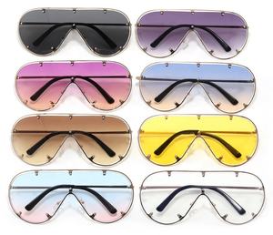 7142 kacamata hitam <span class=keywords><strong>Pilot</strong></span> wanita dan pria, satu buah lensa bening bertatahkan logam ukuran besar 2025 - Product Image 4