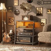 Support multimédia avec prises Console multimédia avec lumières LED Racks stéréo et supports avec étagères de rangement Armoire tour audio multimédia