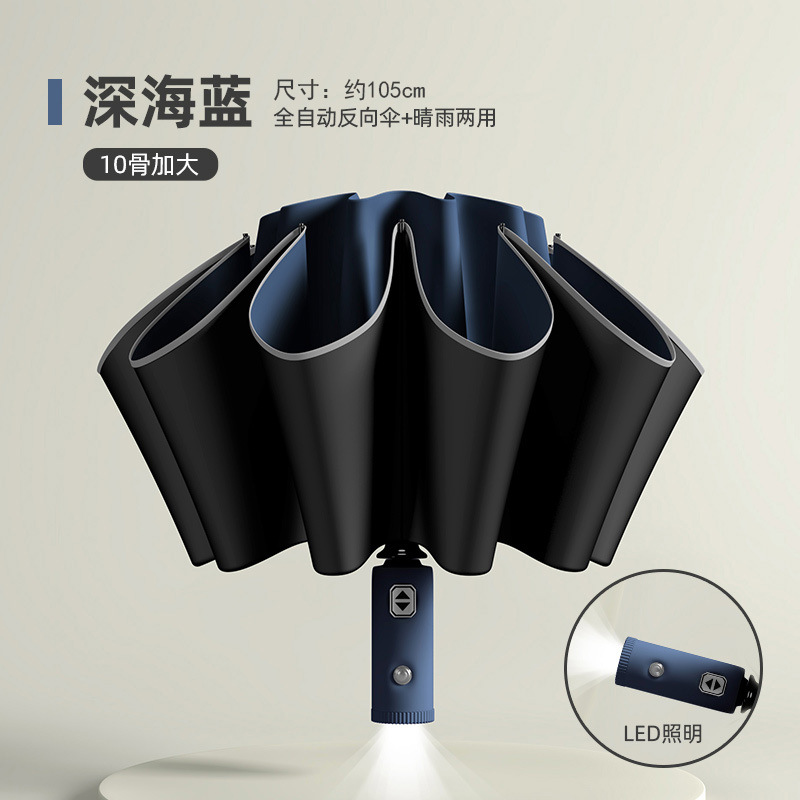Reverse umbrella dark blue-led light