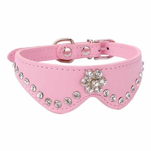 Bling Strass di Cristallo della Pelle Scamosciata di Cuoio Dell'animale Domestico Collare di Cane Fornito Cucciolo Collari Collari Per Cani con 5 Colori - Product Image 2