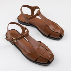 Nuevas Sandalias de <span class=keywords><strong>Mujer</strong></span> más Vendidas, Zapatos Negros de Suela Plana con Punta Redonda a la Moda en Venta Caliente - Product Image 4