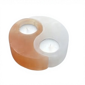 Portavelas de sal del Himalaya, artesanía natural orgánica, rosa del Himalaya roca de sal, regalo, decoración de interiores, luz de té - Product Image 1