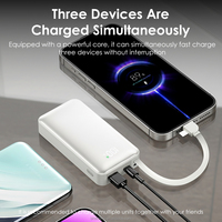 Chargeur de téléphone portable portable 22,5 W avec écran LED, essentiels de voyage, 10000 mAh, câble USB C et L intégré, PowerBank pour Google pour tablette