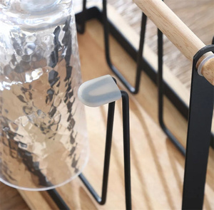 Maoyuan nouveau support <span class=keywords><strong>de</strong></span> séchage <span class=keywords><strong>de</strong></span> tasse en métal bambou égouttoir <span class=keywords><strong>de</strong></span> bouteille avec poignée <span class=keywords><strong>2022</strong></span> - Product Image 5