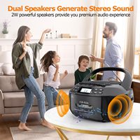Lecteur de cassettes et de CD portable avec radio AM FM, Bluetooth, son stéréo, écran LCD pour cadeau à domicile