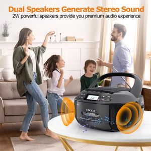 <span class=keywords><strong>Lecteur</strong></span> de cassettes et de <span class=keywords><strong>CD</strong></span> <span class=keywords><strong>portable</strong></span> avec <span class=keywords><strong>radio</strong></span> AM FM, Bluetooth, son stéréo, écran LCD pour cadeau à domicile - Product Image 4
