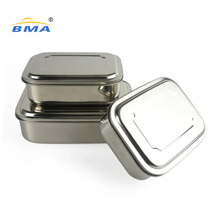 Eco friendly 304 stainless steel container snack kids lunch box bento lunch boxes reusable small container with lid
