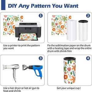 Tumbler sublimasi 4-in-1 16oz, pendingin kaleng terisolasi baja tahan karat dinding ganda dengan 2 tutup & ember es/bak minuman - Product Image 4