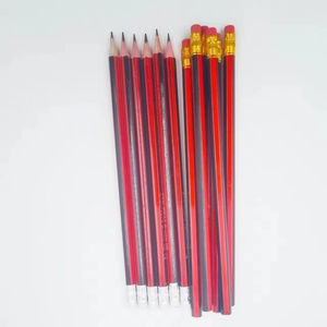Venta al por mayor de útiles escolares y de oficina HB lápiz de madera con borrador de tinta azul y roja ancho de escritura 0,5mm para artículos escolares - Product Image 3