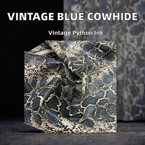 Ceinture de sac à main pour femme en cuir véritable, motif python gaufré, imprimé peau de vache bleue, pierres précieuses vintage, résistante aux plis - Product Image 2